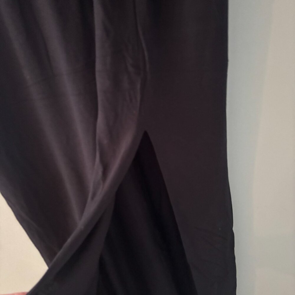 Lulus Watch The Sunset Black Maxi Basic Slit Dress - image 4